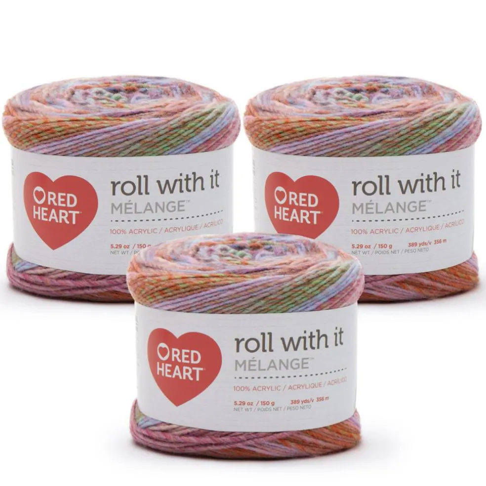 3 Pack Red Heart® Roll With It Melange™ Yarn