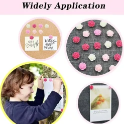 60-Pack Red Rose Decorative Pushpins – Gradient Flower Thumb Tacks for Cork Boards, Office, School, or Home Organization