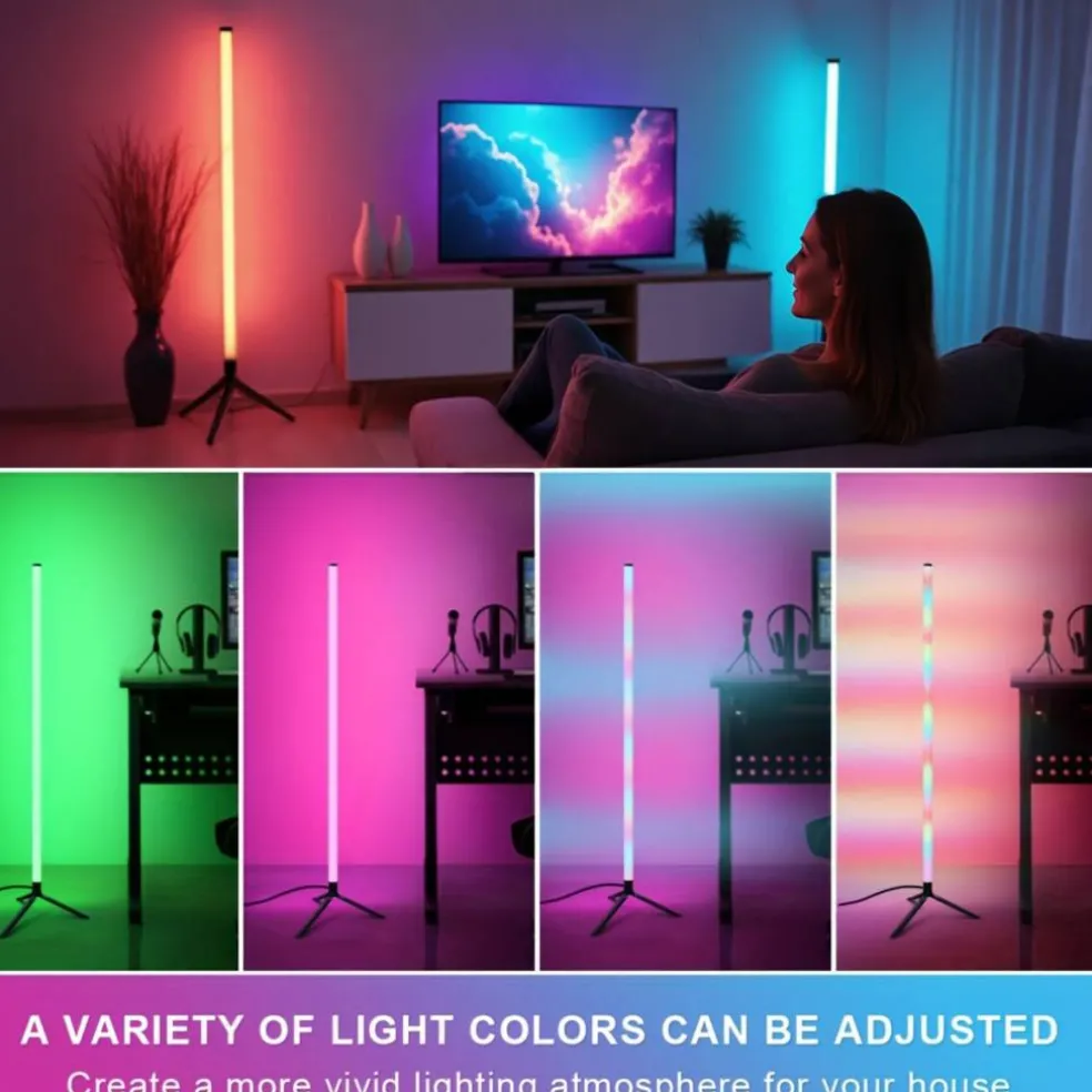 2 Pack RGB Floor Lamp Basic USB 5V LED Corner Lamp with App Control