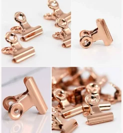 20 pack rose gold bulldog clips with push pins metal clips for cork boards crafts and office documents 1.2 inch