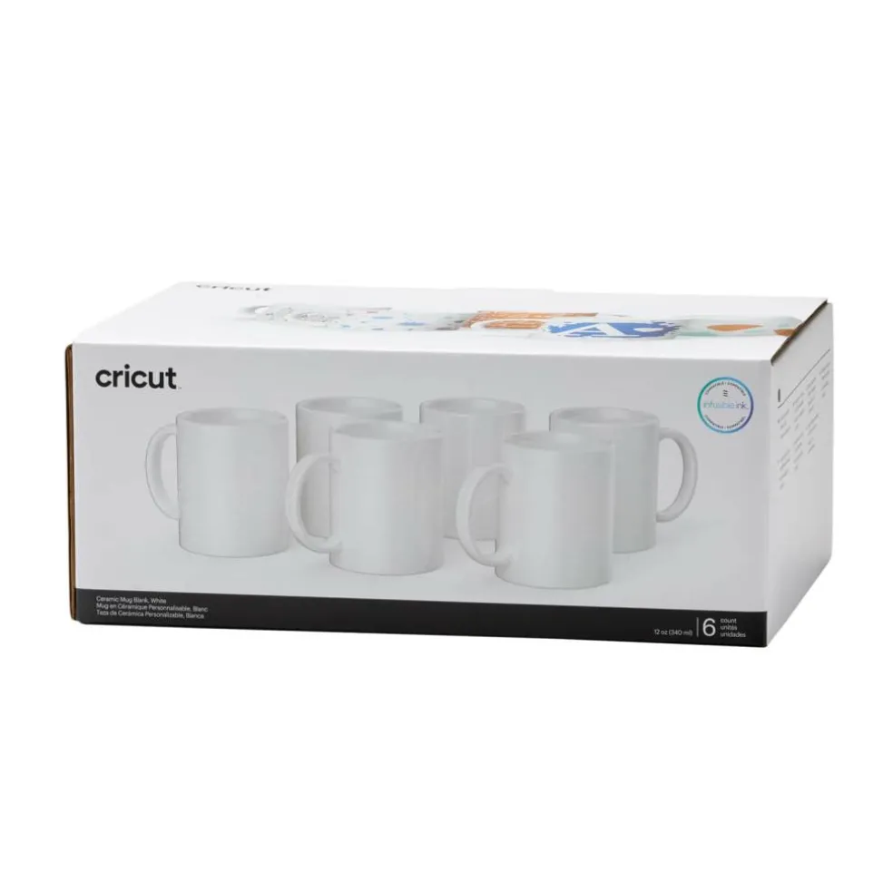 6 Packs: 6 ct. (36 total) Cricut® 12oz. White Ceramic Mug Blanks