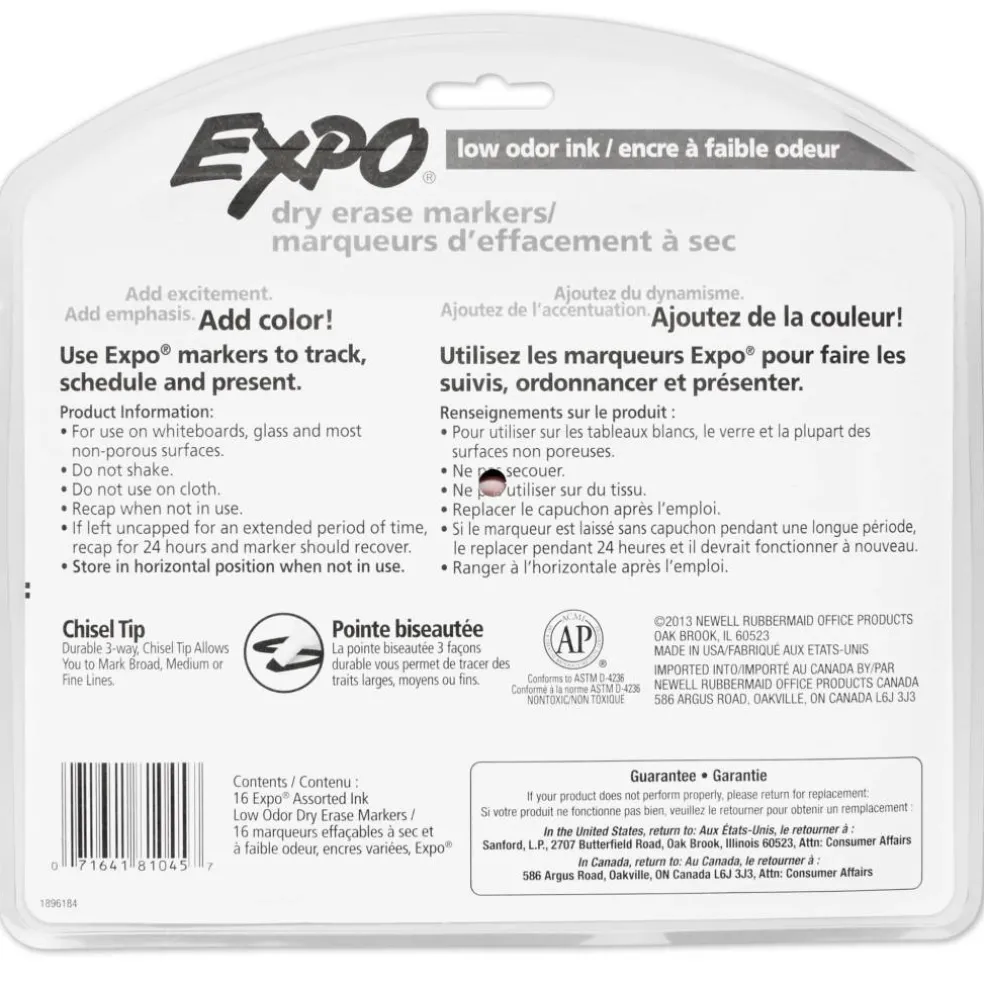 12 Packs: 16 ct. (192 total) Expo® Low Odor Assorted Chisel Tip Dry Erase Markers