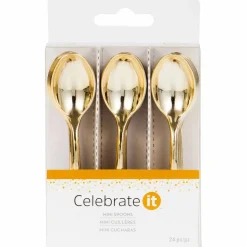 12 Packs: 24 ct. (288 total) Gold Mini Spoons by Celebrate It™