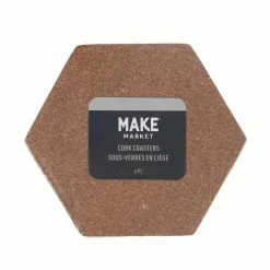 18 Packs: 6 ct. (108 total) 4" Hexagon Cork Coasters by Make Market®