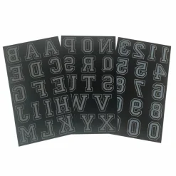 12 Packs: 46 ct. (552 total) 1.75" Iron-On Black Flocked Collegiate Letters by Imagin8™