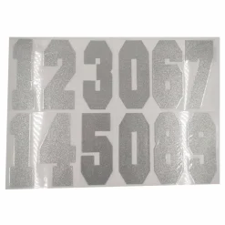 12 Packs: 12 ct. (144 total) 8" Iron-On Silver Glitter Numbers by Make Market®
