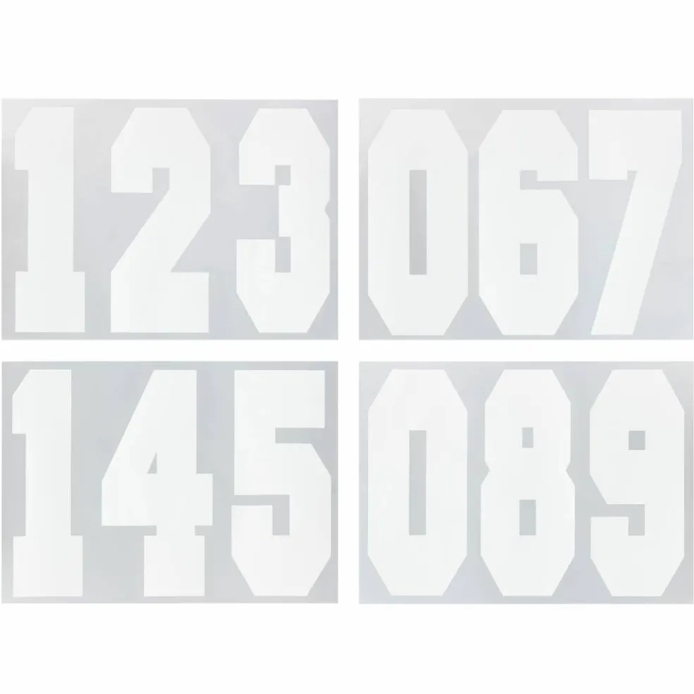 12 Packs: 12 ct. (144 total) 8" Iron-On White Numbers by Imagin8®