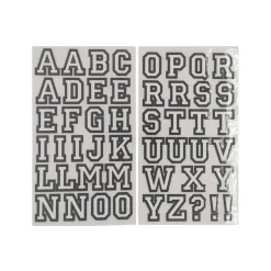 12 Packs: 49 ct. (588 total) 1.5" Iron-On White with Black Outline Athletic Letters by Make Market®