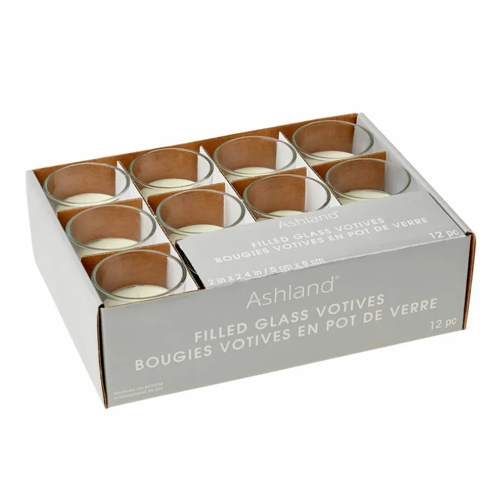 12 Packs: 12 ct. (144 total) Ivory Glass Votive Candles by Ashland® Basic Elements™