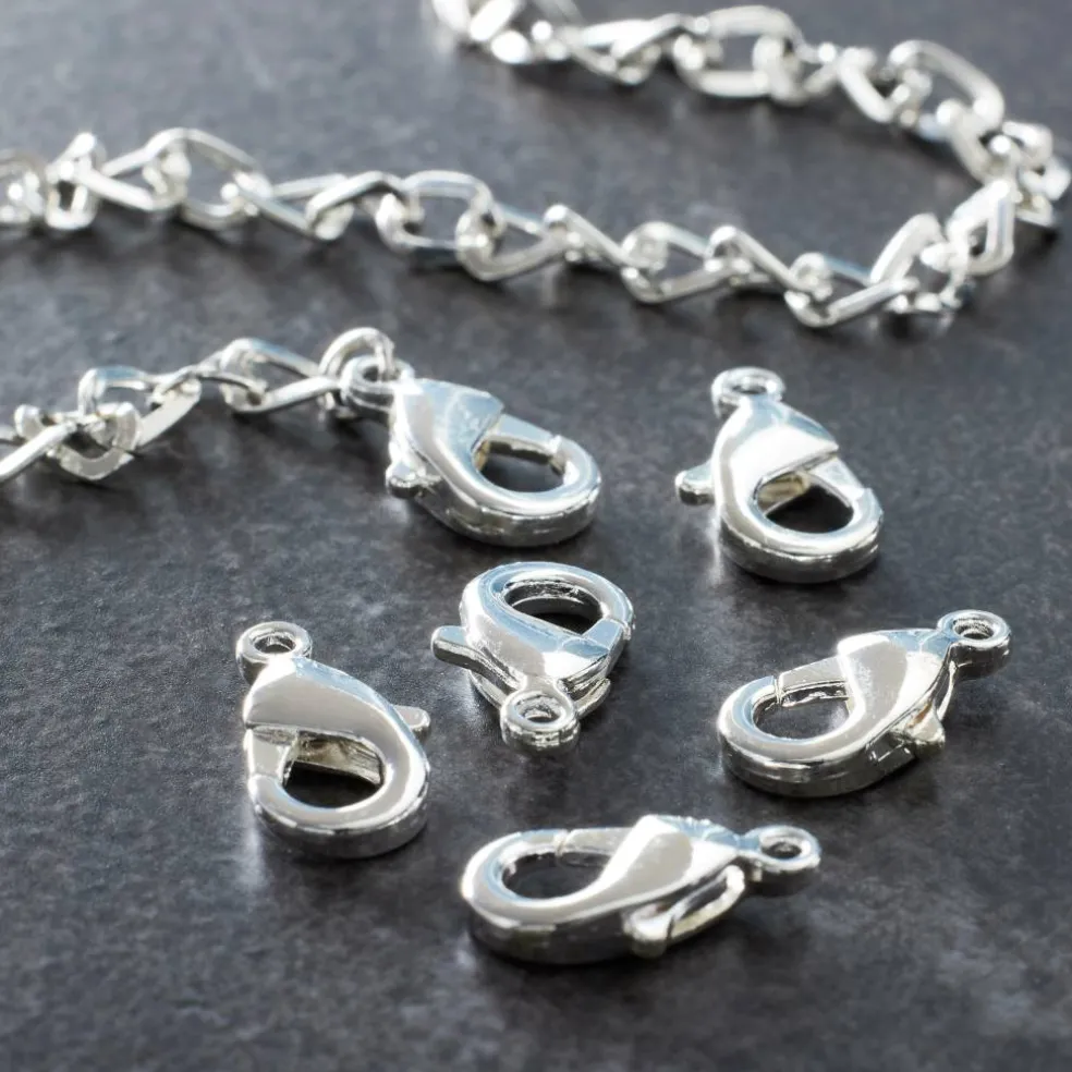 12 Packs: 10 ct. (120 total) 15mm Silver Finish Lobster Clasps by Bead Landing™