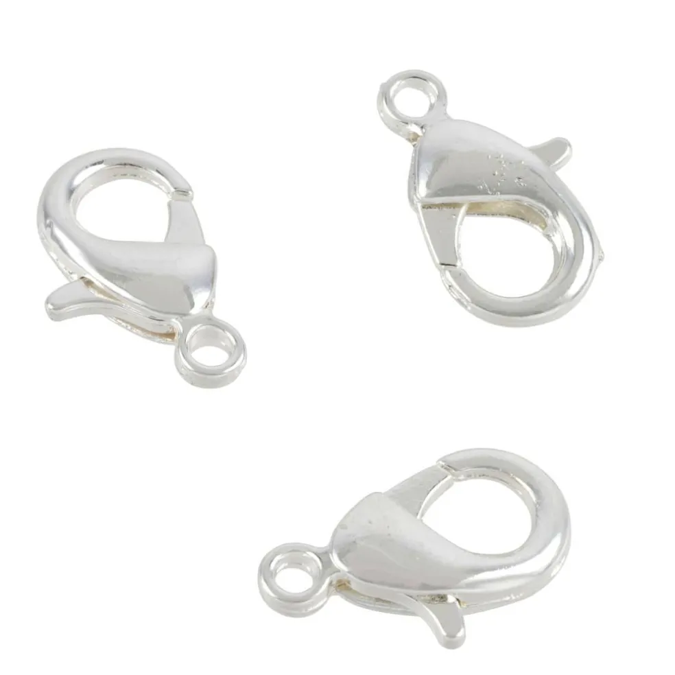 12 Packs: 10 ct. (120 total) 15mm Silver Finish Lobster Clasps by Bead Landing™