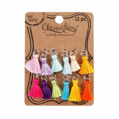 12 Packs: 12 ct. (144 total) Multicolored Tassel Rhodium Charms by Bead Landing™