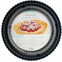 6 Packs: 3 ct. (18 total) Non-Stick Quiche & Tart Pan Set by Celebrate It®