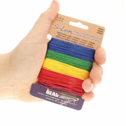 12 Packs: 4 ct. (48 total) The Beadsmith® S-Lon® 0.5mm Mixed Color Bead Cords