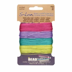 12 Packs: 4 ct. (48 total) The Beadsmith® S-Lon® 0.5mm Mixed Color Bead Cords
