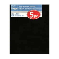 4 Packs: 5 ct. (20 total) 16" x 20" Black Super Value Canvas by Artist's Loft®