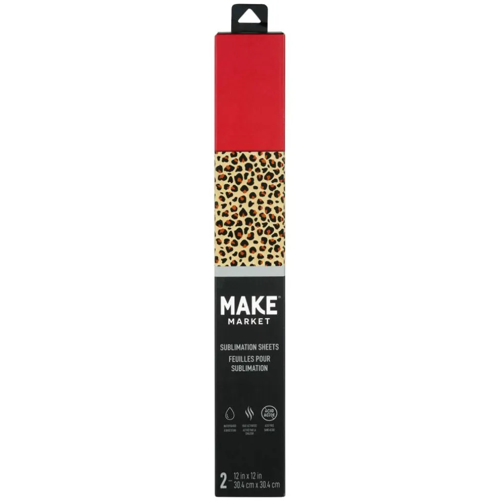 6 Packs: 2 ct. (12 total) 12" x 12" Classic Leopard & Red Sublimation Sheets by Make Market®