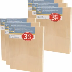 6 Packs: 3 ct. (18 total) 11" x 14" Cradled Wood Painting Panels by Artist's Loft™