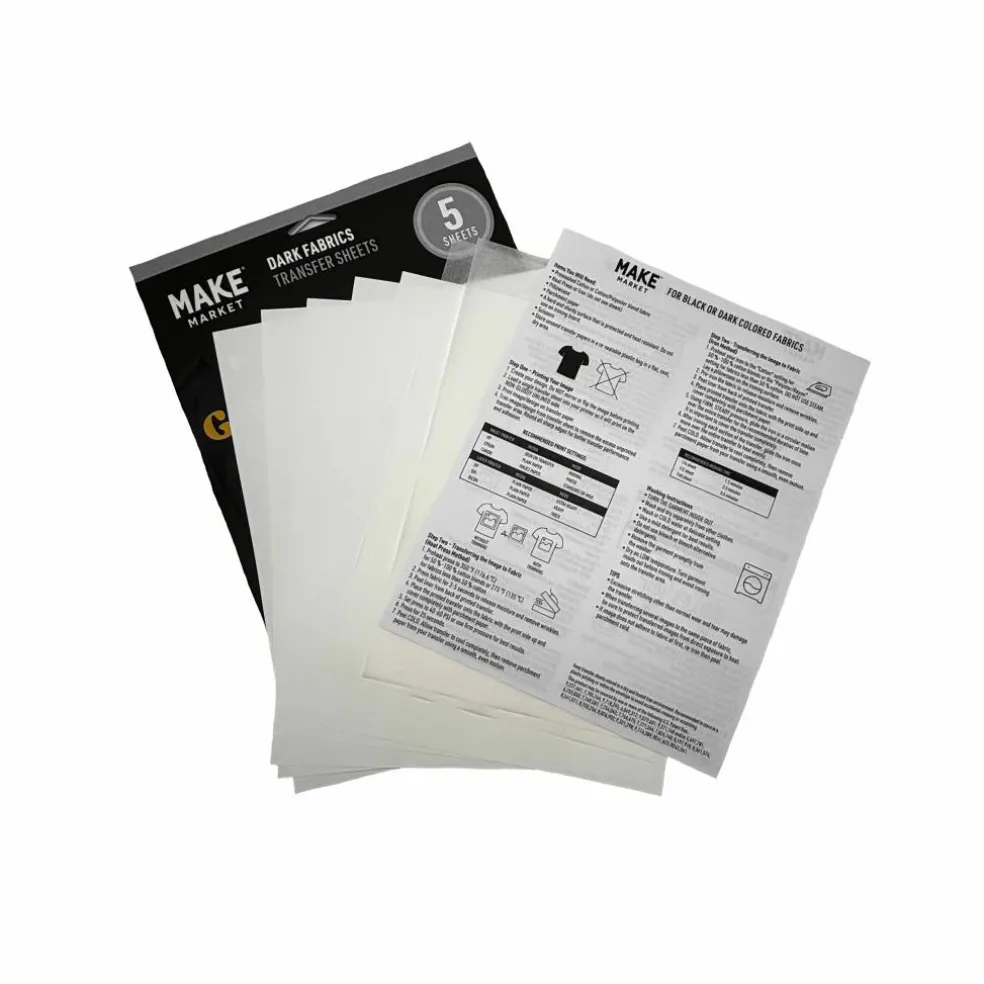 6 Packs: 5 ct. (30 total) 8.5" x 11" Dark Fabric Transfer Sheets by Make Market®
