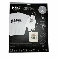 6 Packs: 5 ct. (30 total) 8.5" x 11" Light Fabric Transfer Sheets by Make MarketĀ®