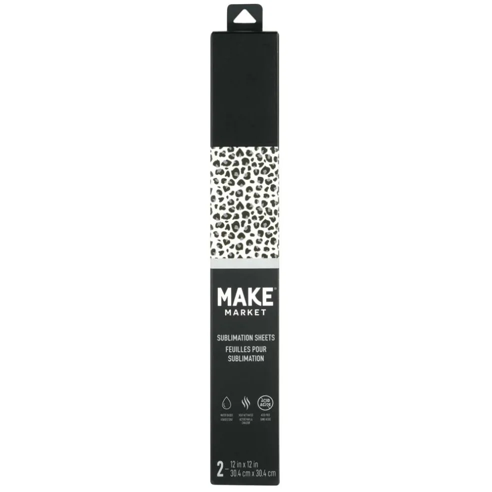 6 Packs: 2 ct. (12 total) 12" x 12" Snow Leopard & Black Sublimation Sheets by Make Market®