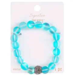6 Pack: Signature Color Shop Blue Glass & Pave Bead Bracelet by Bead Landing™