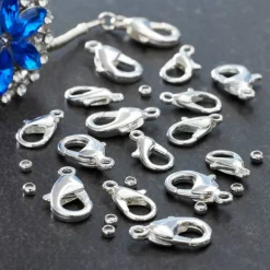 12 Pack: Silver Crimp Beads & Lobster Clasps by Bead Landing™