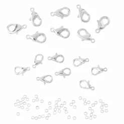12 Pack: Silver Crimp Beads & Lobster Clasps by Bead Landing™