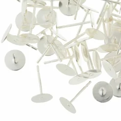 12 Pack: Silver Flat Post Earrings by Bead Landing™