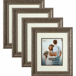 4 Pack: Silver Floral Frame with Mat, Home Collection by Studio Décor®