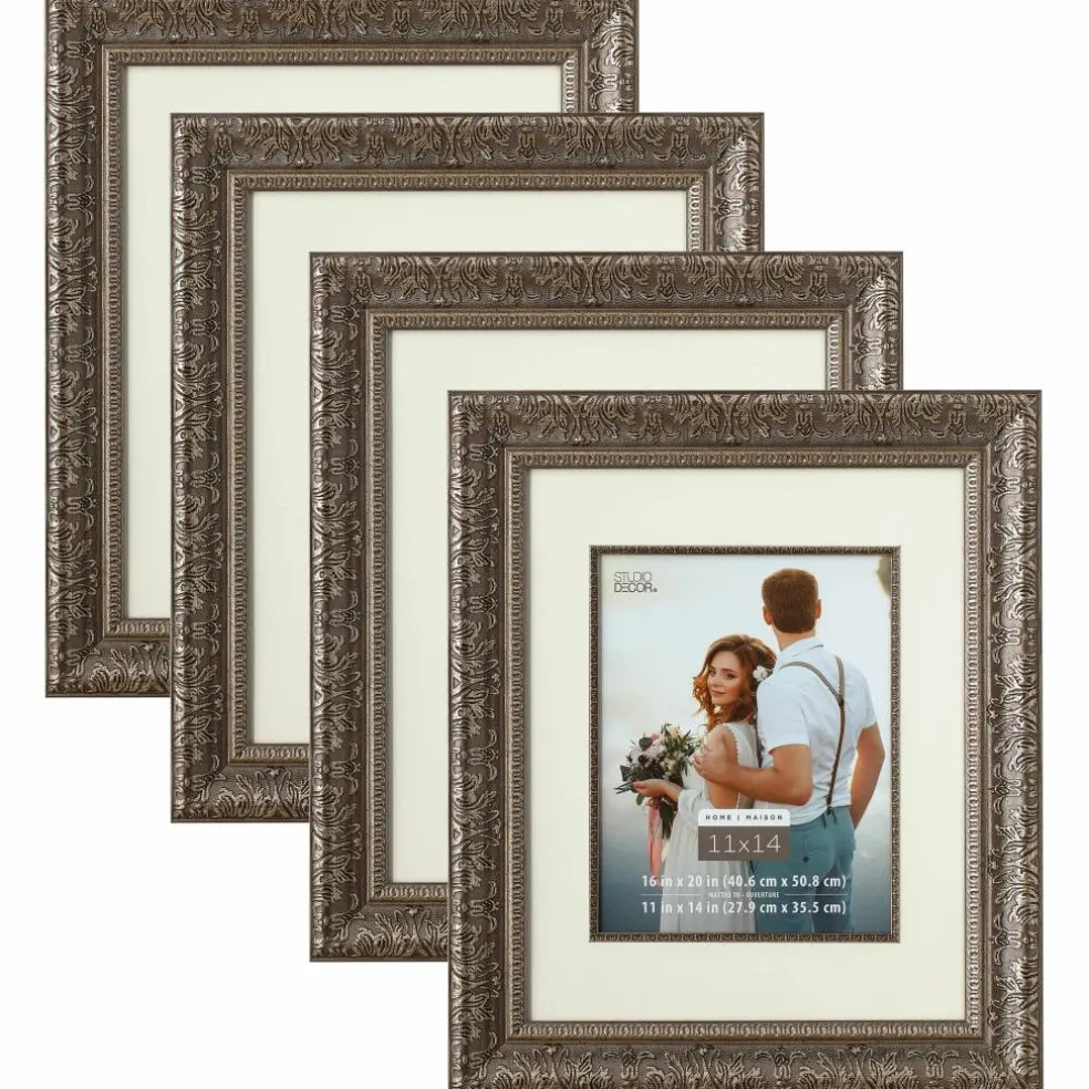 4 Pack: Silver Floral Frame with Mat, Home Collection by Studio Décor®