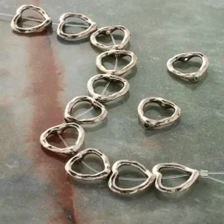 12 Pack: Silver Metal Heart Beads, 10mm by Bead Landing™