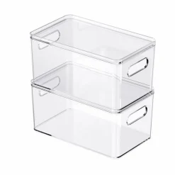 4 Pack: Small Clear Stacking Plastic Bin with Lid by Simply Tidy®