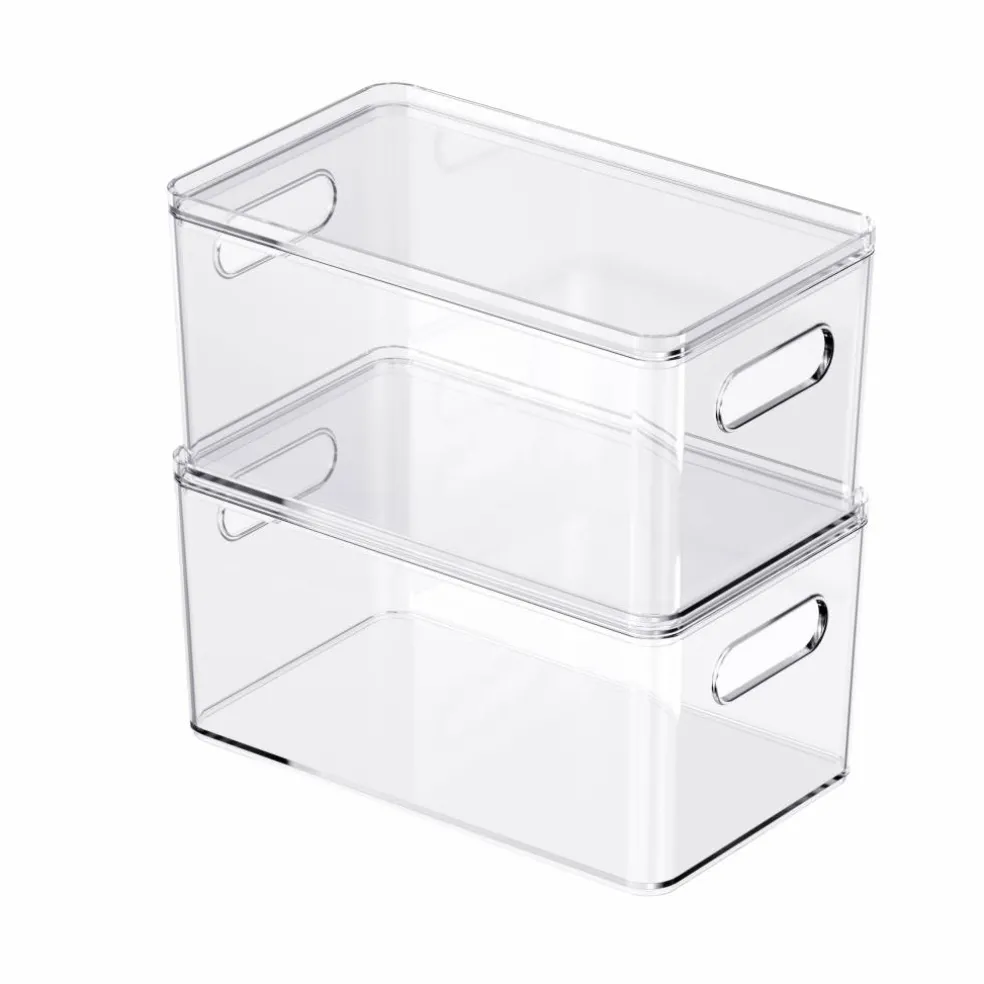 4 Pack: Small Clear Stacking Plastic Bin with Lid by Simply Tidy®