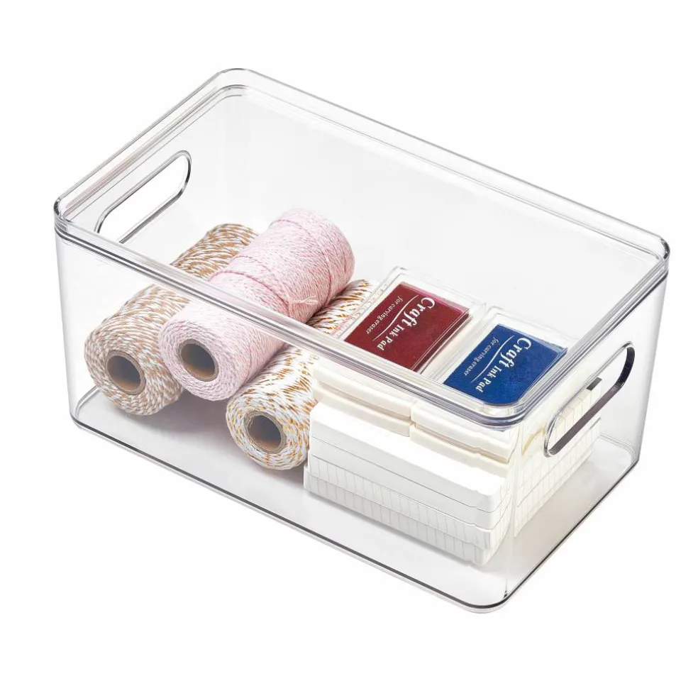 4 Pack: Small Clear Stacking Plastic Bin with Lid by Simply Tidy®