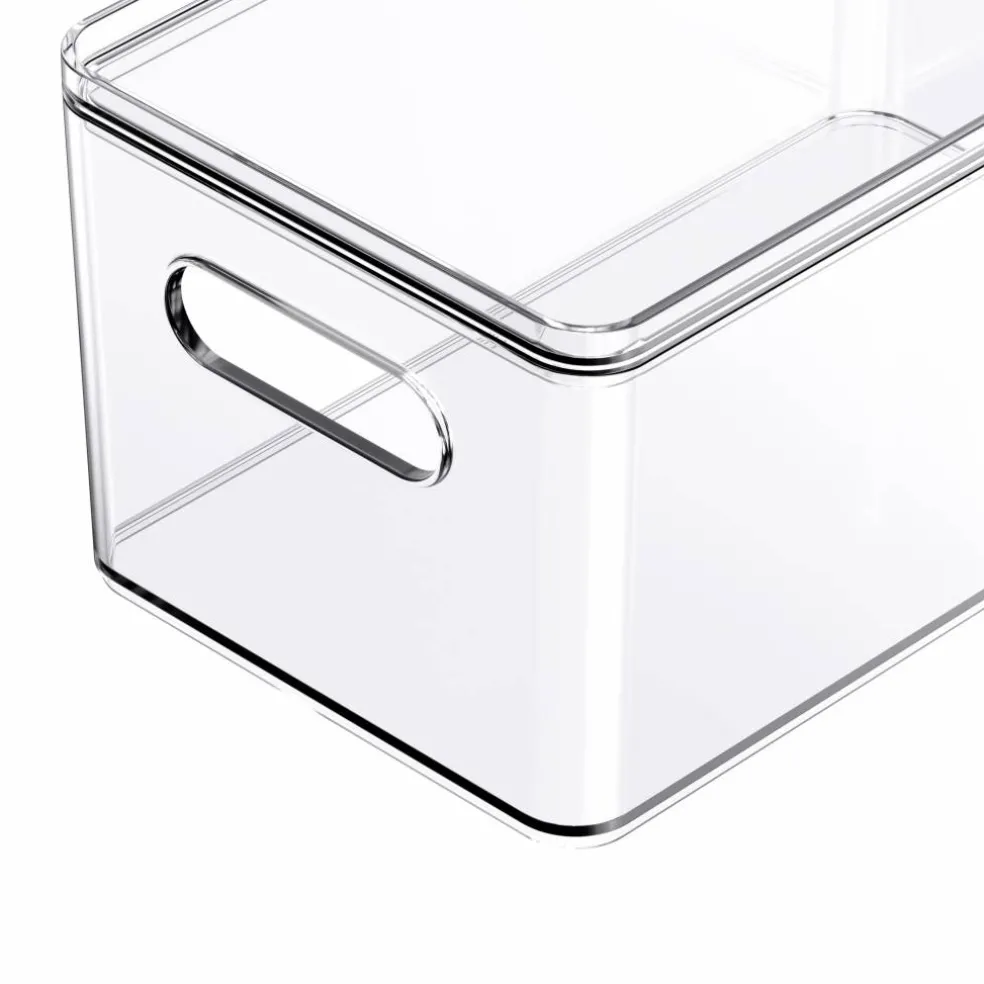 4 Pack: Small Clear Stacking Plastic Bin with Lid by Simply Tidy®