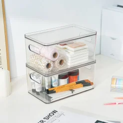 4 Pack: Small Clear Stacking Plastic Bin with Lid by Simply Tidy®