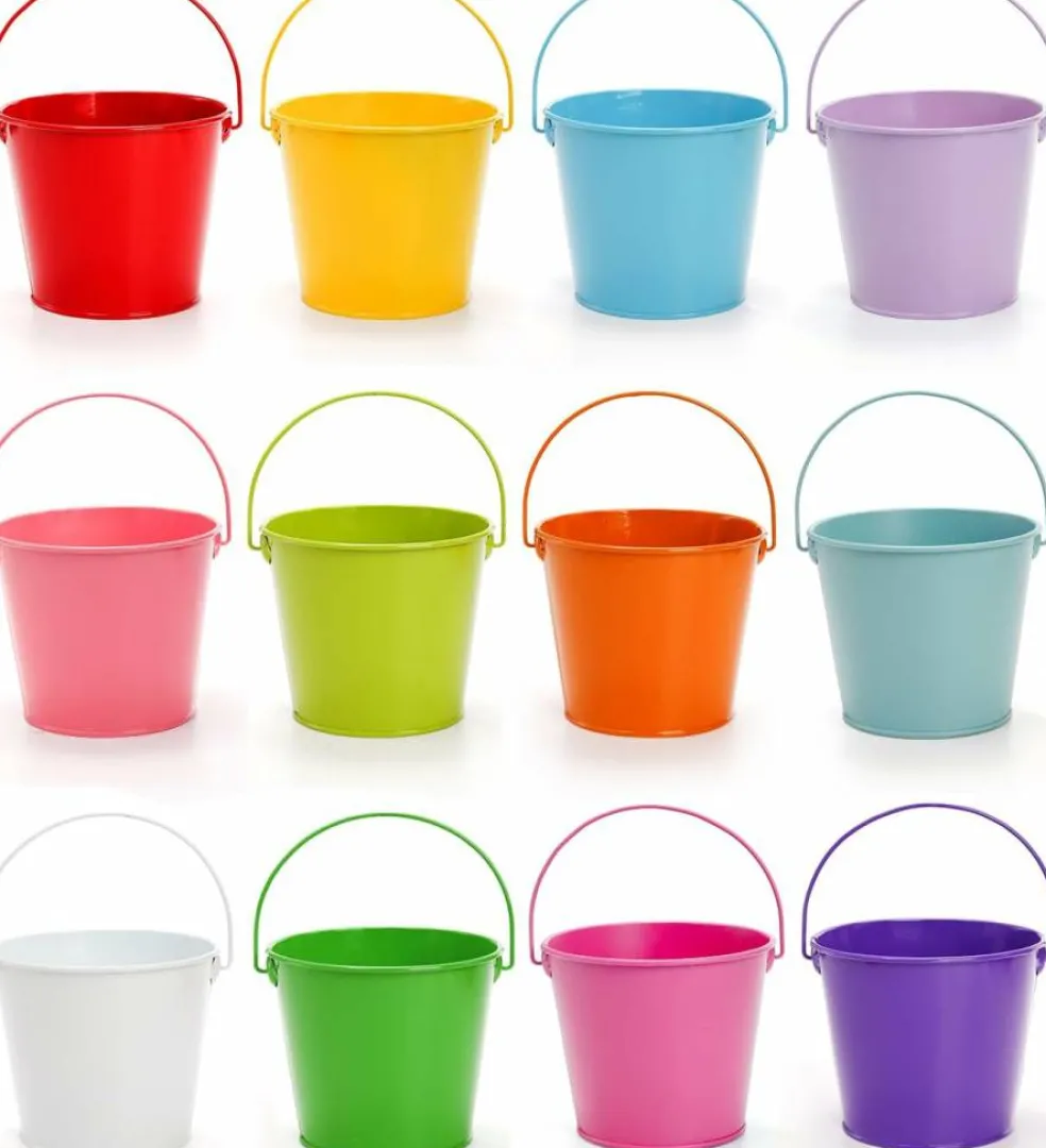12 Pack Small Metal Buckets with Handle