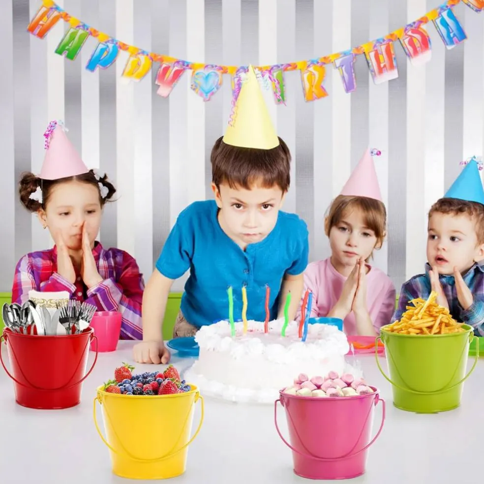 12 Pack Small Metal Buckets with Handle