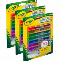8 Packs: 3 Packs 9 ct. (216 total) Crayola® Bold Washable Glitter Glue with Fiery Flecks™