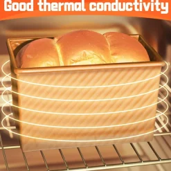 2 Packs Pullman Loaf Pan with Lid, 1 lb Dough 0.5 lb Dough Capacity, Carbon Steel Corrugated, Nonstick Sandwich Bread Loaf Pan with Lid