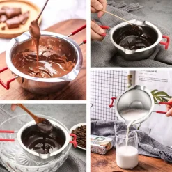 2-Pack Stainless Steel Double Boiler Pots – Chocolate, Candy, Wax, Candle, Butter Melting
