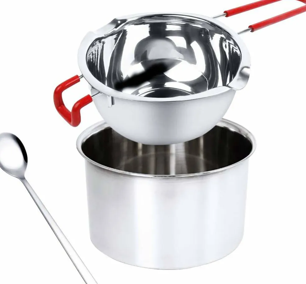 2-Pack Stainless Steel Double Boiler Pots – Chocolate, Candy, Wax, Candle, Butter Melting