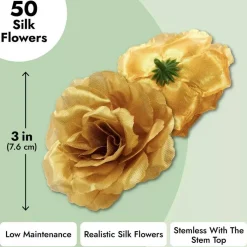 50 Pack Stemless Artificial Silk Roses