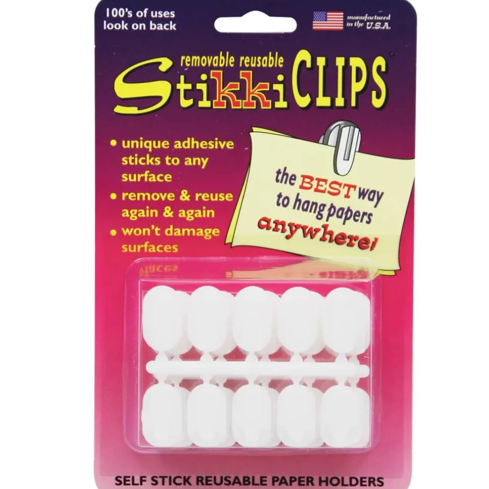 8 Pack: StikkiCLIPS™ White Adhesive Clips, 3 Packs of 30