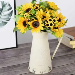 4 Pack Summer Artificial Sunflower Bouquets – Bright Yellow Silk Sunflowers for Summer Home, Wedding, and Party Decor