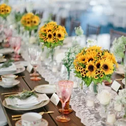 2 Pack Summer Artificial Sunflower Bouquets – Bright Yellow Silk Sunflowers for Summer Home, Wedding, and Party Decor