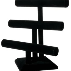 8 Pack: 12" Triple Bar Black Velvet Jewelry Stand by Bead Landing™