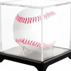 4 Pack UV Protected Baseball Display Case with Stackable Design - Clear Acrylic Box for Official Size Autograph Balls, Memorabilia Protector with Base