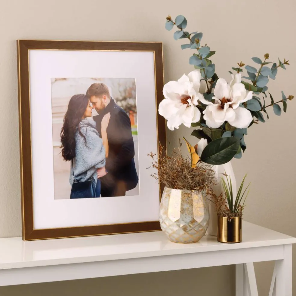 8 Pack: Walnut & Gold Trim Frame with Mat, Gallery by Studio Décor®